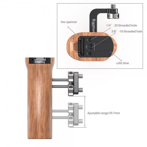 SmallRig Universal Wooden Side Handle HSN2093C